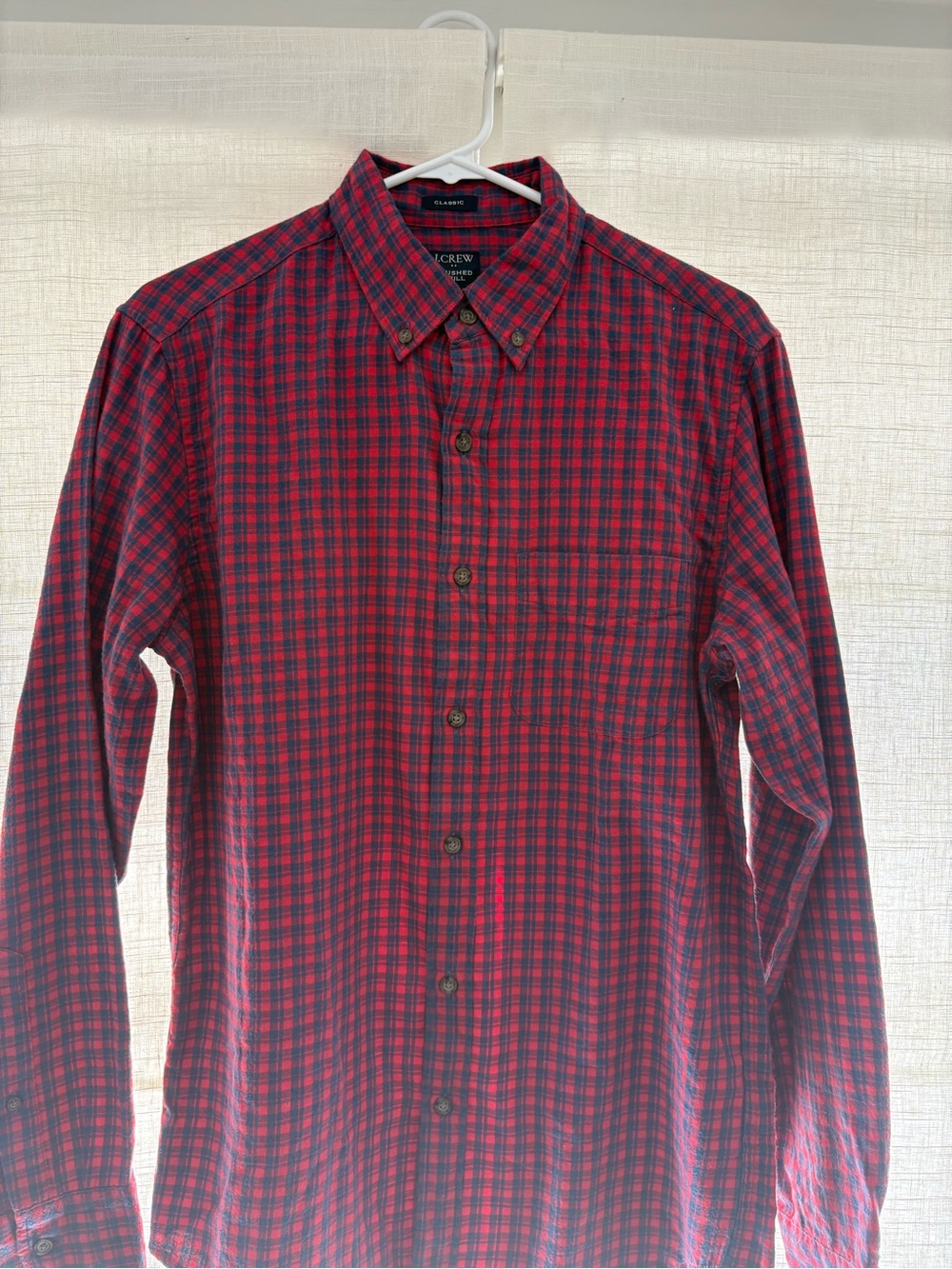 J. Crew Red and Navy Plaid Long-Sleeve Button-Down Shirt